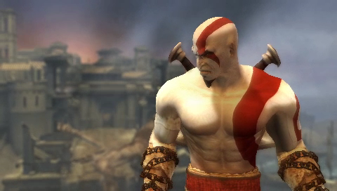Kratos as he appears in a cutscene