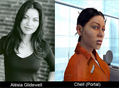 A comparison between the original Chell and the model she was based on.