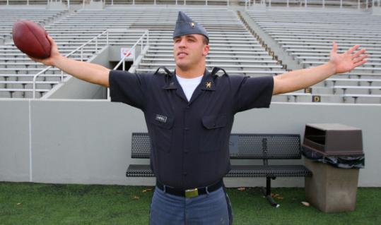 West Point graduate, Caleb Campbell, says farewell to Michie Stadium.