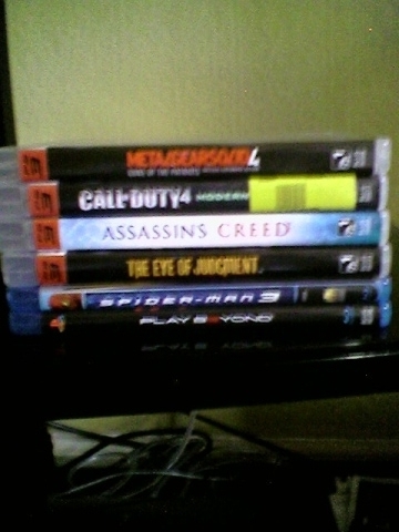Metal Gear Solid 4, Call of Duty 4, Assassin's Creed, Eye of Judgement. I'll post more later on. 