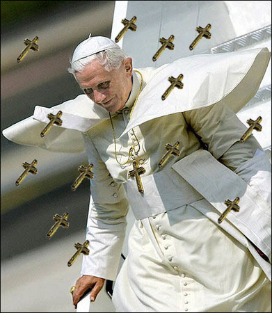 A wild Pope appears Pope uses cross bullet on bad idea It's super effective