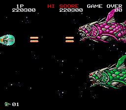 Darius Twin, the first game in the series to be released on the SNES.