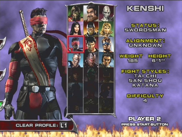  The character select screen with the 12 starting characters.