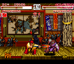 A typical fight, taken from the SNES version.
