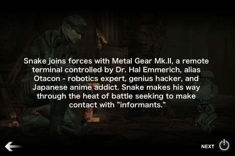 MGS4's great cutscenes are reduced to a static image and some text.