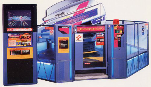 The Speed King arcade setup looks like a wild ride.