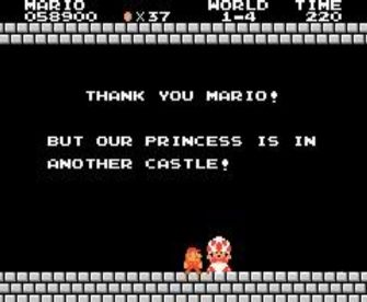 THANK YOU MARIO! BUT OUR PRINCESS IS IN ANOTHER CASTLE!