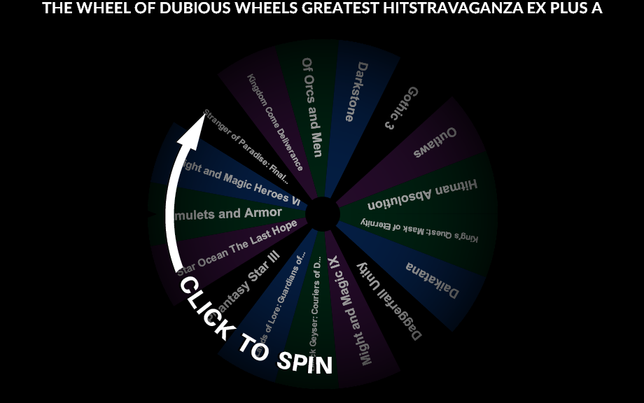 help me my brand is now tied entirely to playing weird old games via the medium of randomizer wheels