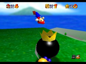 Mario performing a backflip.