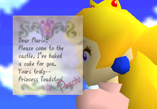 Princess Peach's invitation to Mario.
