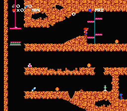 The opening moments of Spelunker on the NES.