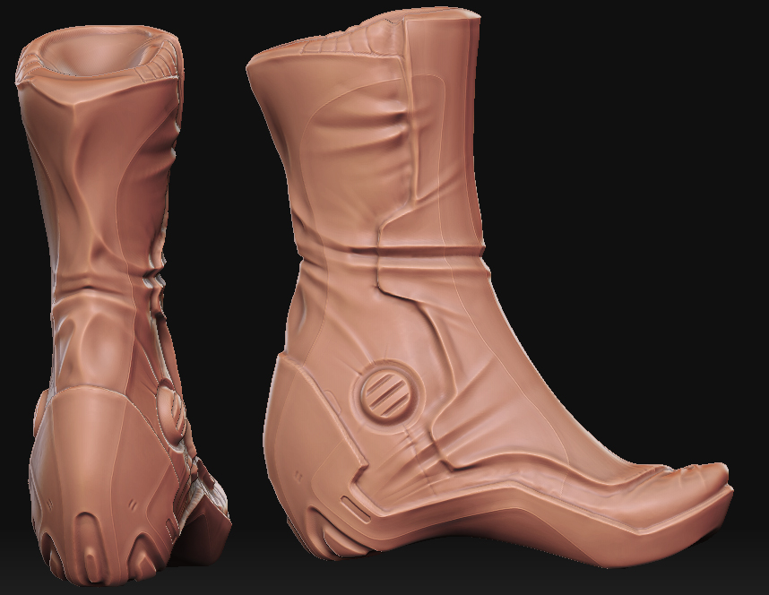 space hooker boots, example of an organic model sculpted in zbrush