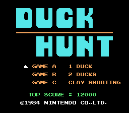 The Duck Hunt title screen