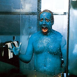 This is me after those damn kids put blue dye in my pool.