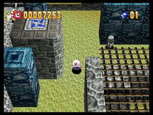 Bomberman 64 features expansive levels.