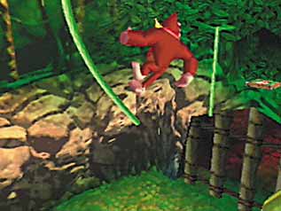 Swinging in his new live sequence in DK64