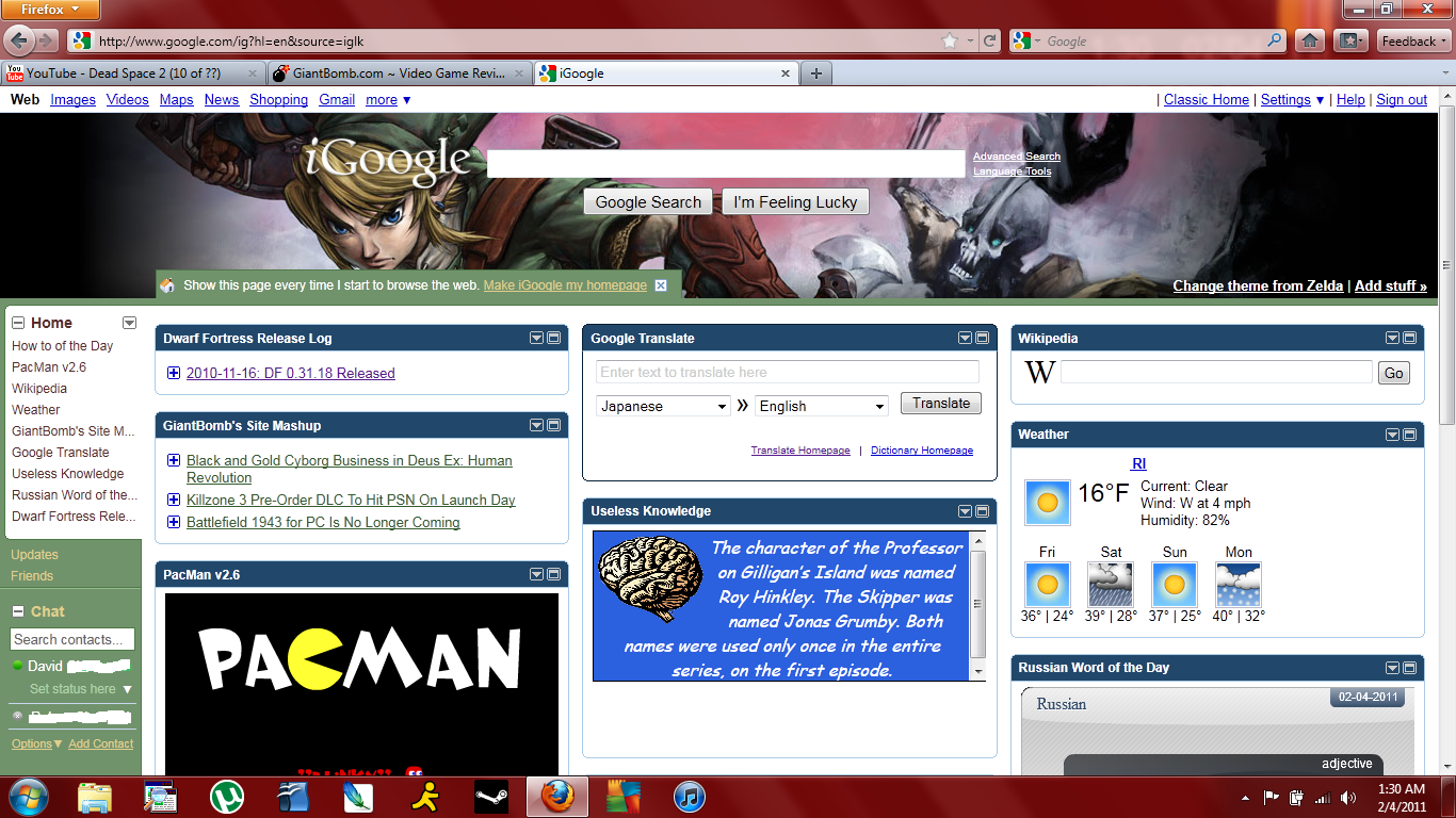  A picture of my homepage for no reason really.