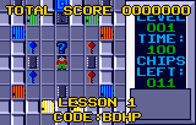 The first level of the original Lynx version of the game, showing Chip about keys and doors.
