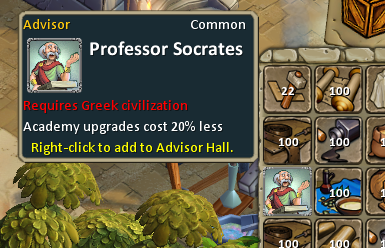 Some Advisers, like So-crates here, are Civ specific