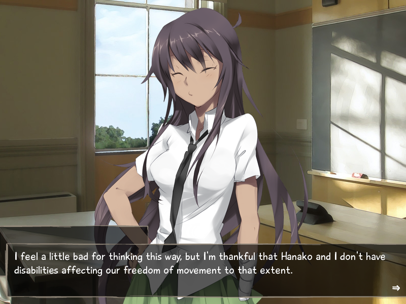 Exactly. Hanako has no problems getting around. That explains why she's been secluding herself in her room for the past few days.