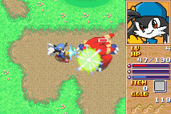 Klonoa attacks an enemy in the first world.