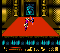 Double Dragon games all have very similar game mechanics. This screenshot is from the NES version.