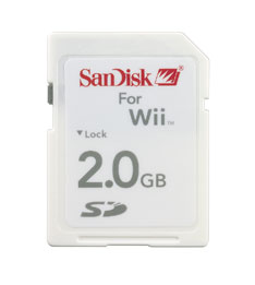 A SanDisk 2 GB SD Card made specifically for Wii