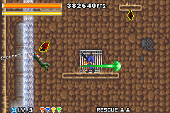 A screenshot of the grappling hook mechanic in use.