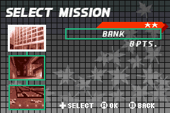Selecting a mission (each of which contains several sublevels)