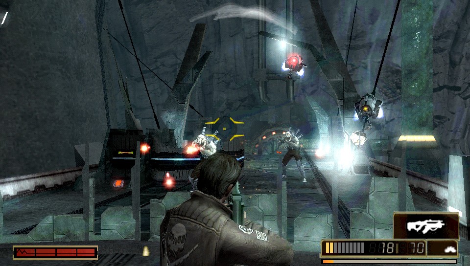 The last Resistance spin-off on the PSP was a third-person shooter. Burning Skies is first-person.