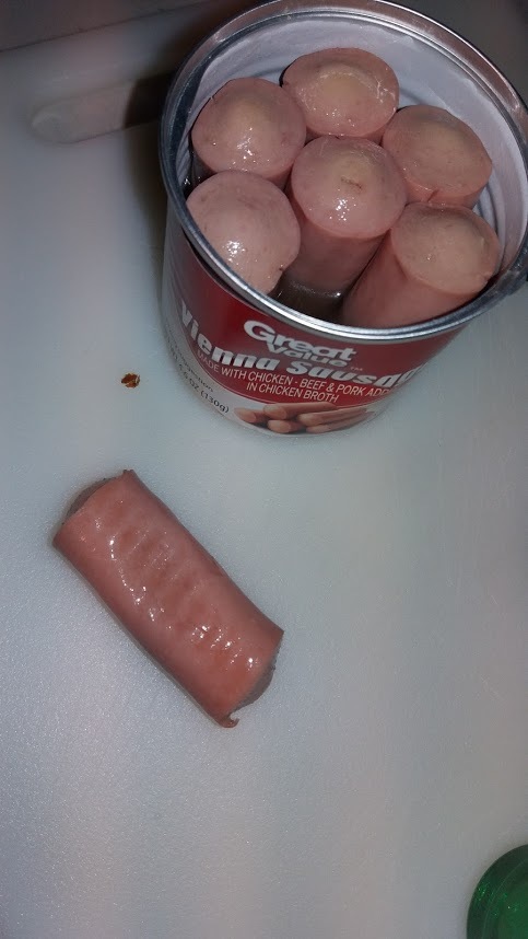 As I mentioned during my live stream, the Vienna Sausages are usually stuck together when you try to grab hold of one. That's not distressing at all. 