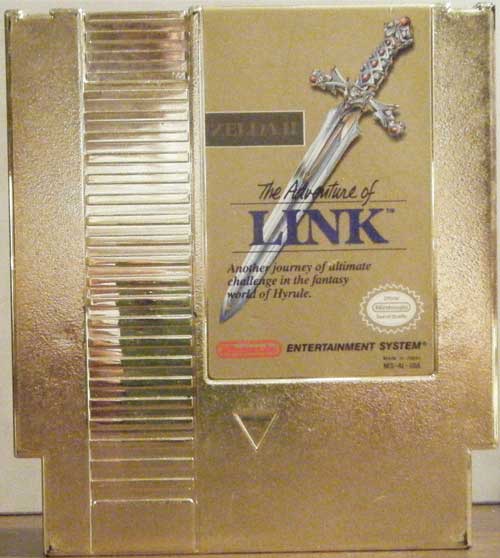 Like the original game, Zelda II's first NES release used special gold-colored cartridges.