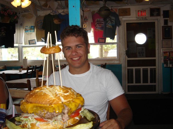 This cafe in Florida, the name escapes me at the moment, but it was the biggest burger I've ever eaten.