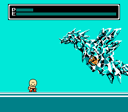  The player fighting against a boss: the Silver Dragon.