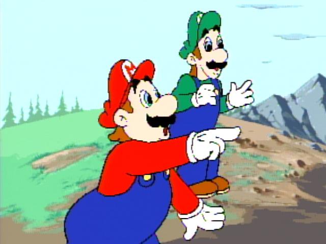 An animated cartoon cutscene in Hotel Mario