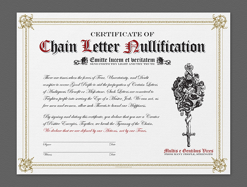 Chain Letter Nullification - Have this and not only you are immune to curses but fire aswell