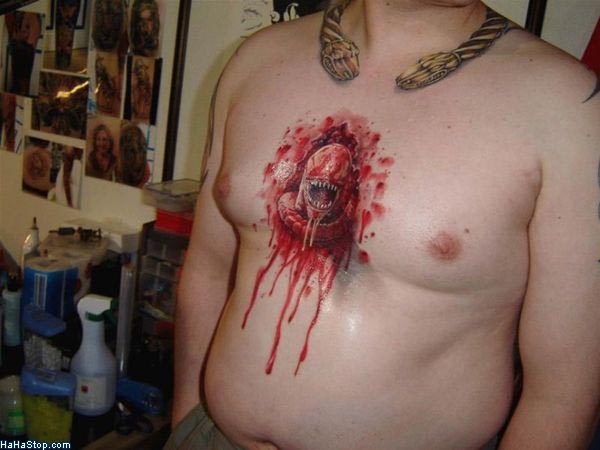 Man titties aside thats a pretty cool tattoo 