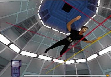 Ethan Hunt, suspended over lasers in the CIA computer room