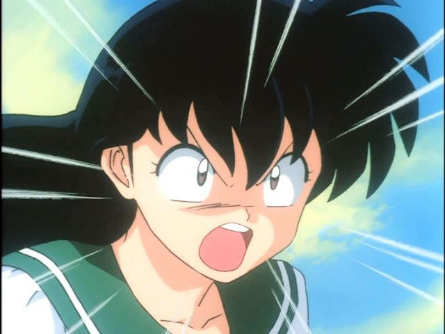 Kagome, outraged, yells the subdual command at Inuyasha
