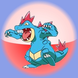 Feraligatr, the final form of the water-type starter, Totodile.