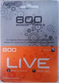 800 Xbox Live point card