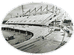 The Saddledome in 1982 before construction was finished.