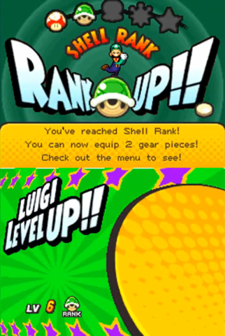 Luigi earns a Shell Rank in Mario & Luigi: Bowser's Inside Story.
