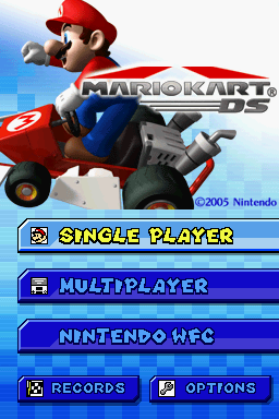 The game's title screen with Mario!