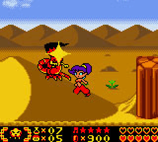 Shantae takes out Manticores in the desert 