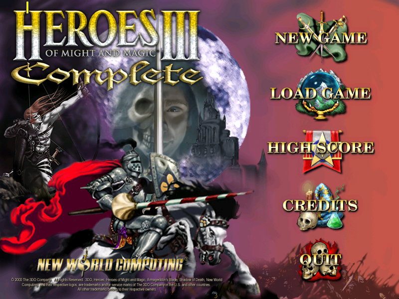 Title screen for Heroes of Might & Magic III Complete
