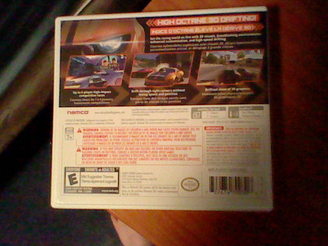  Closer look at the back of the Ridge Racer 3D case.
