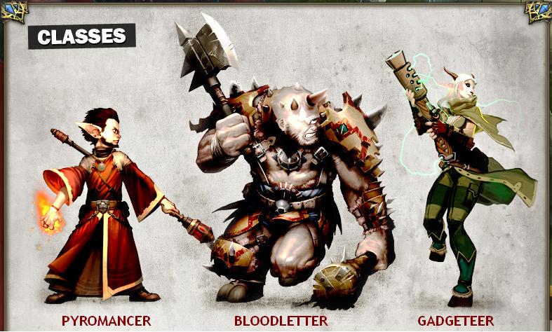  The game features 4 races (Human, Gremlin, Satyr, and Cyclops) as well as 3 non-traditional classes (Pyromancer, Bloodletter, and Gadgeteer)