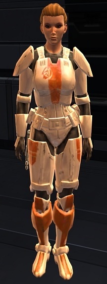 Elara is an efficient, ex-Imperial combat medic with more military decorations than total planets in the game.