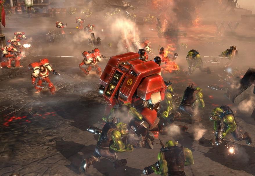 The Space Marines' Dreadnought unit can lay waste to units with its heavy armor and suppression fire